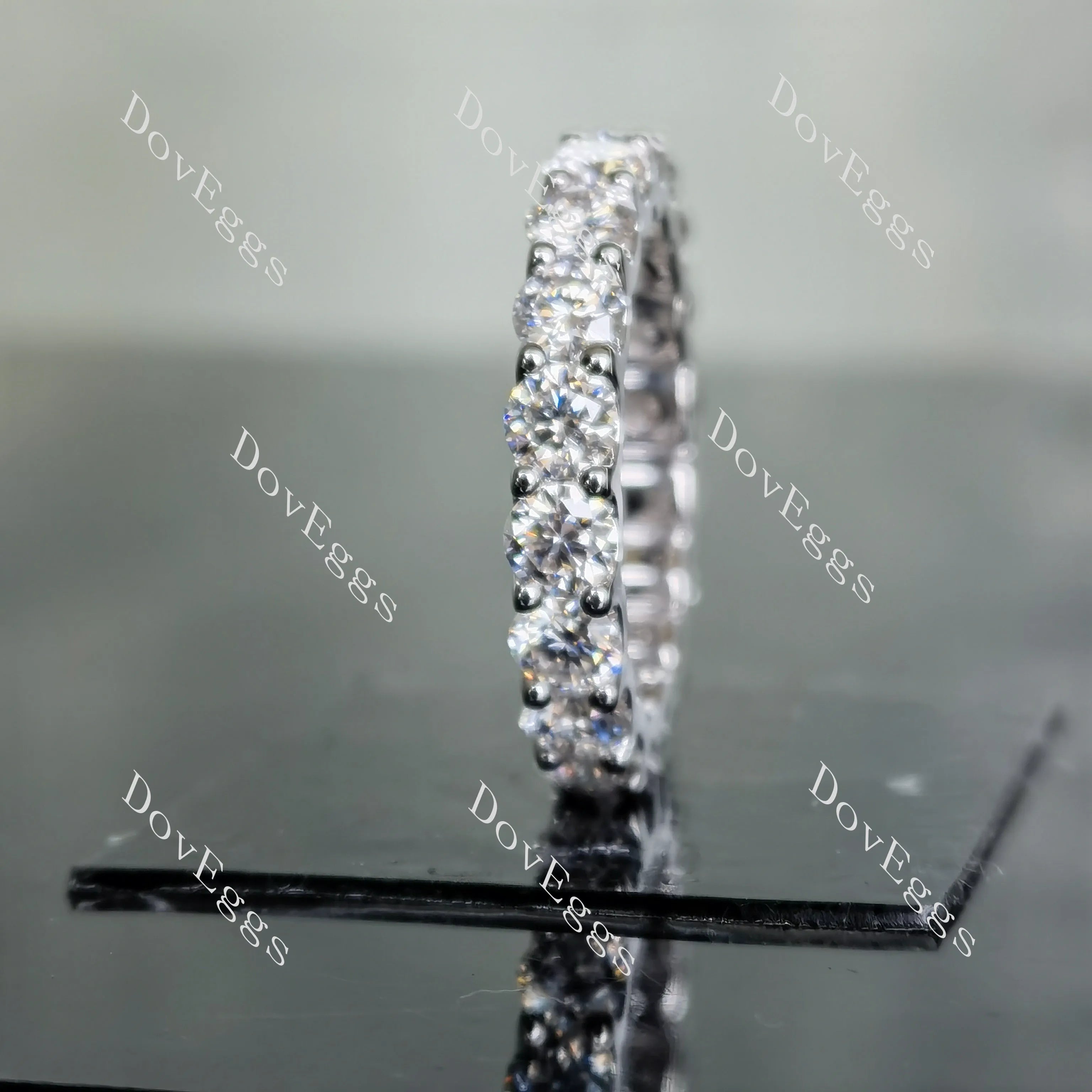 Doveggs round full eternity pave moissanite/lab grown diamond wedding band-4.0mm band width