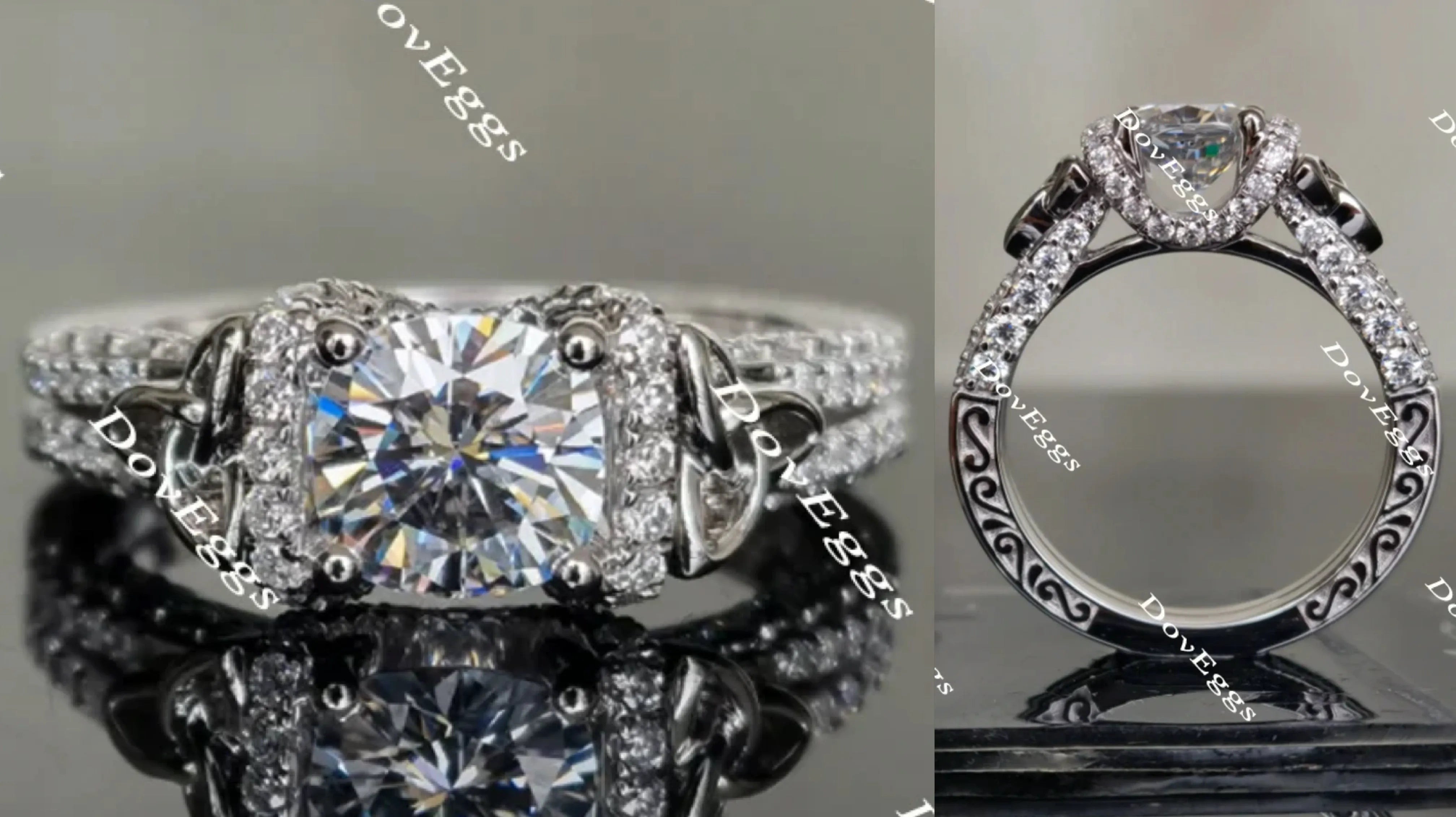 Anam Charaid art deco cushion moissanite engagement ring