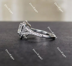 Cushion pave double halo moissanite engagement ring| DovEggs