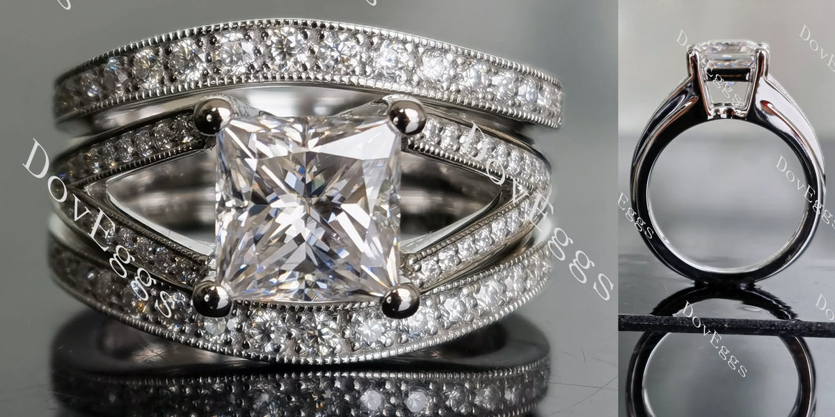 Doveggs princess split shank half eternity pave moissanite engagement ring (engagement ring only)