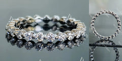 Doveggs round full eternity bubble moissanite/lab grown diamond wedding band-2.0mm band width