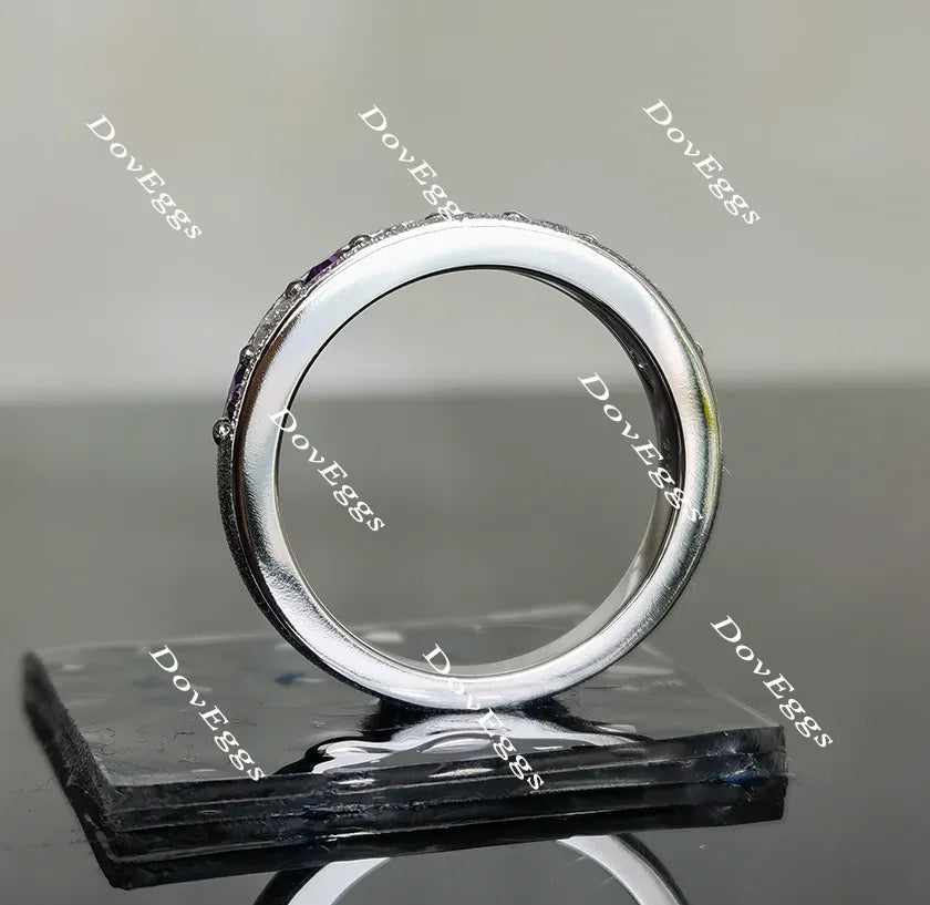 Doveggs half eternity princess moissanite amethyst wedding band