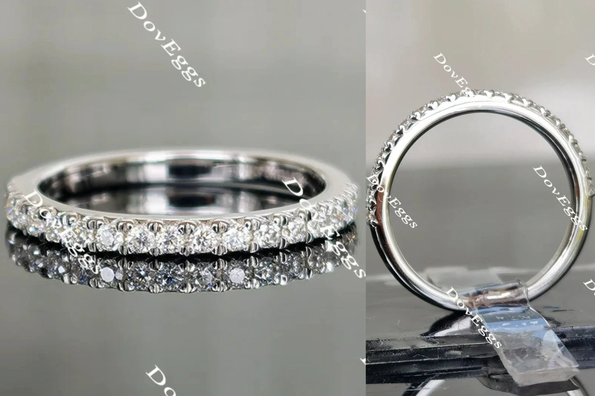 Doveggs half eternity pave moissanite/lab grown diamond wedding band(one piece of wedding band only)-1.8mm band width