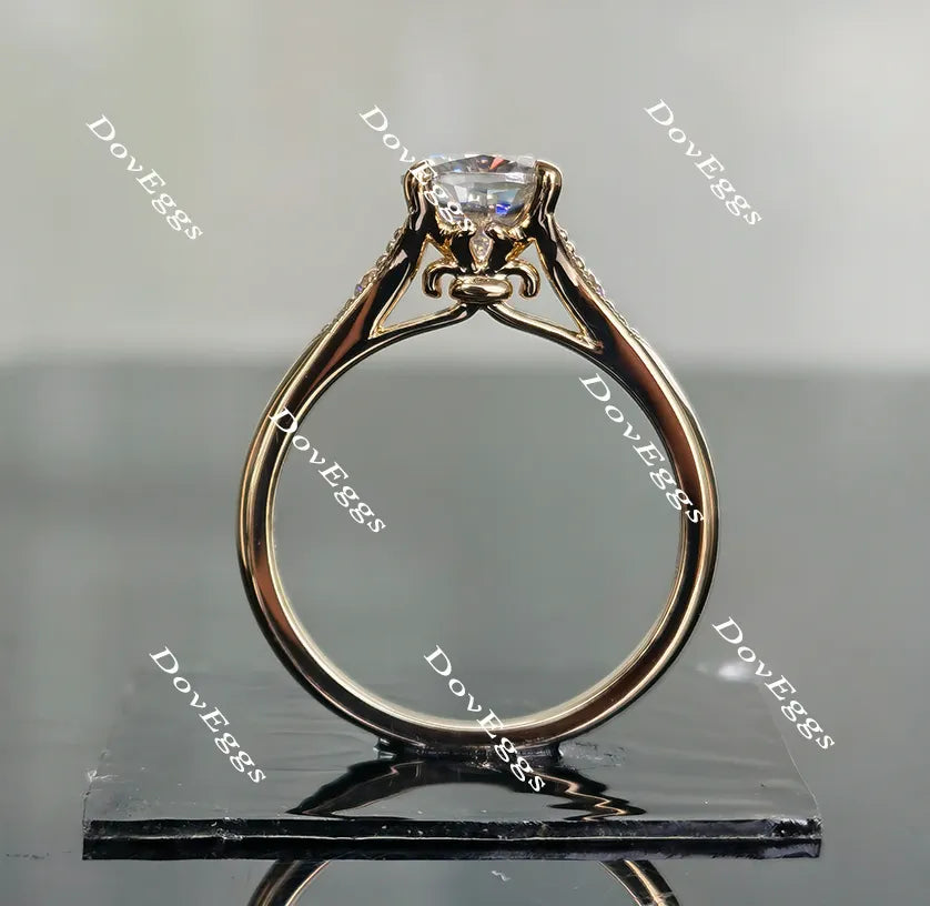 Doveggs pave art deco moissanite/colored gem engagement ring for women