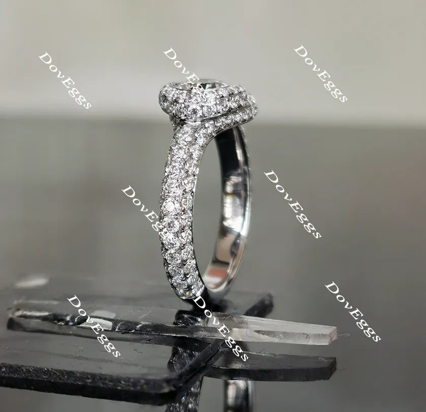 Doveggs round art deco moissanite engagement ring