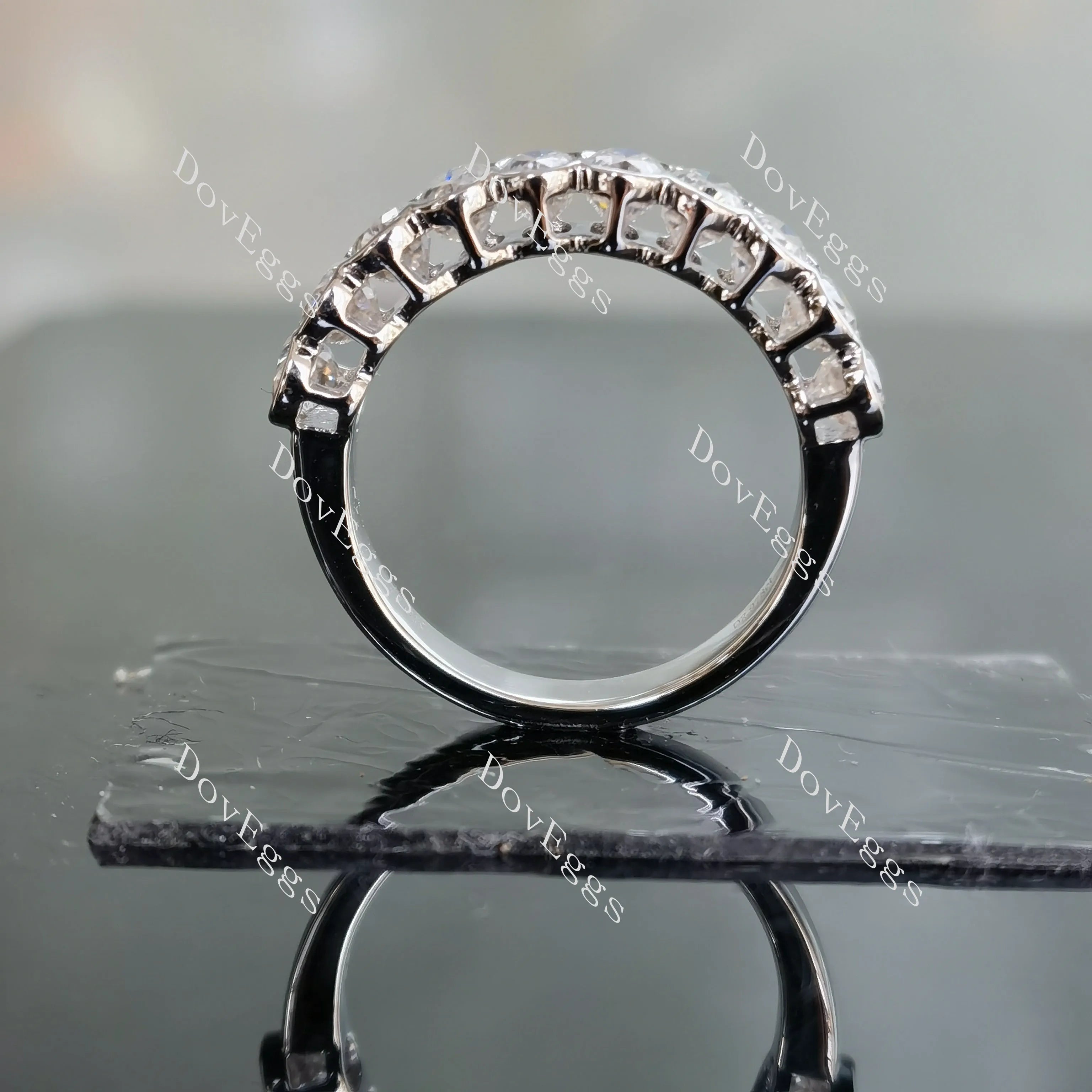 Harmony oval bezel 10 stones moissanite/lab grown diamond wedding band-3.5mm band width