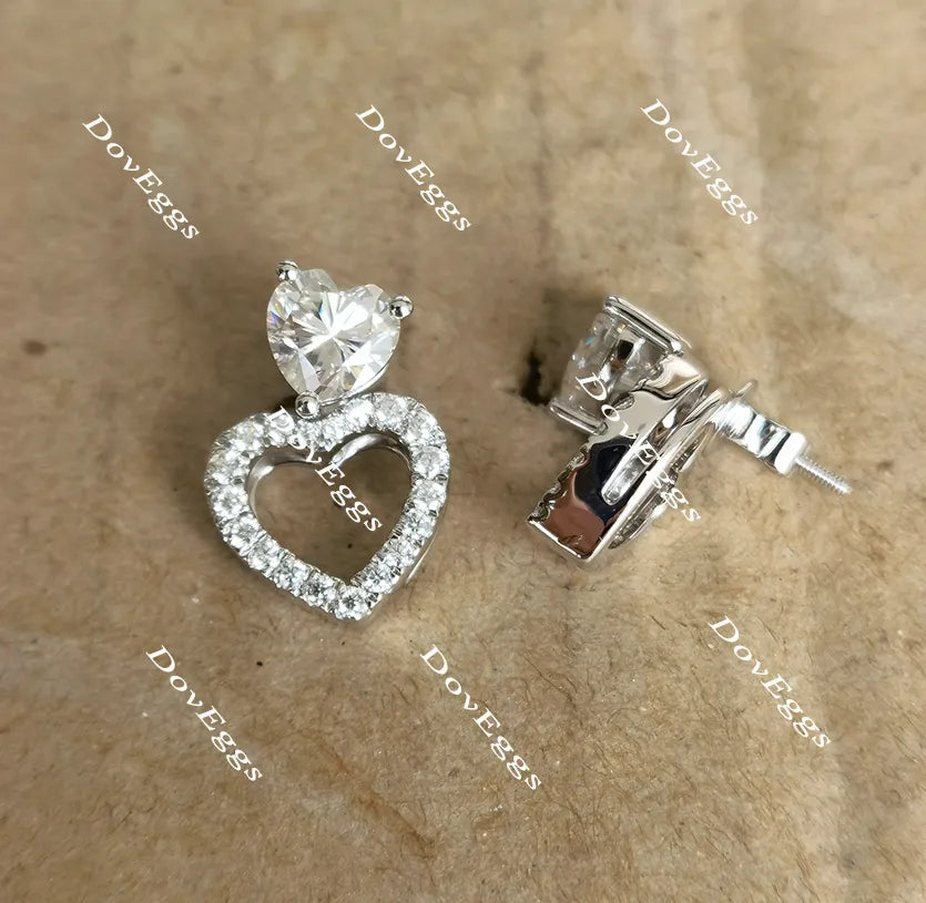 Doveggs heart halo moissanite earrings for women