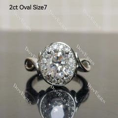 (size 6/7) Doveggs sterling silver pave oval/round moissanite ring
