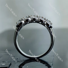 Doveggs five stones cushion/princess moissanite/Lab grown diamond wedding band-4.0mm band width