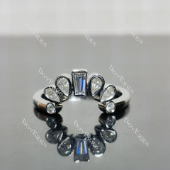 (size 9) Doveggs baguette pear round moissanite wedding band