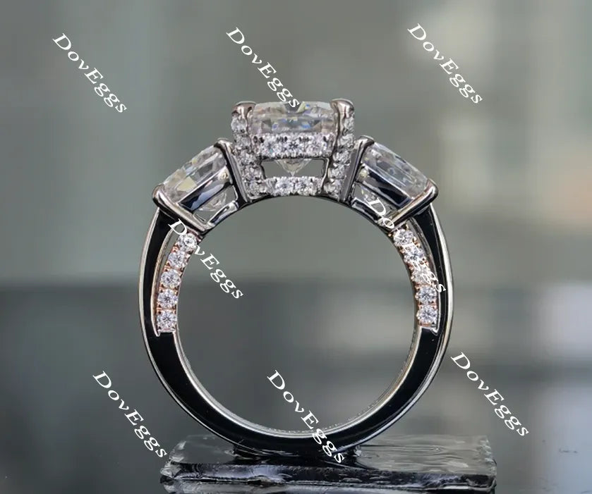 Doveggs cushion three-stone moissanite engagement ring