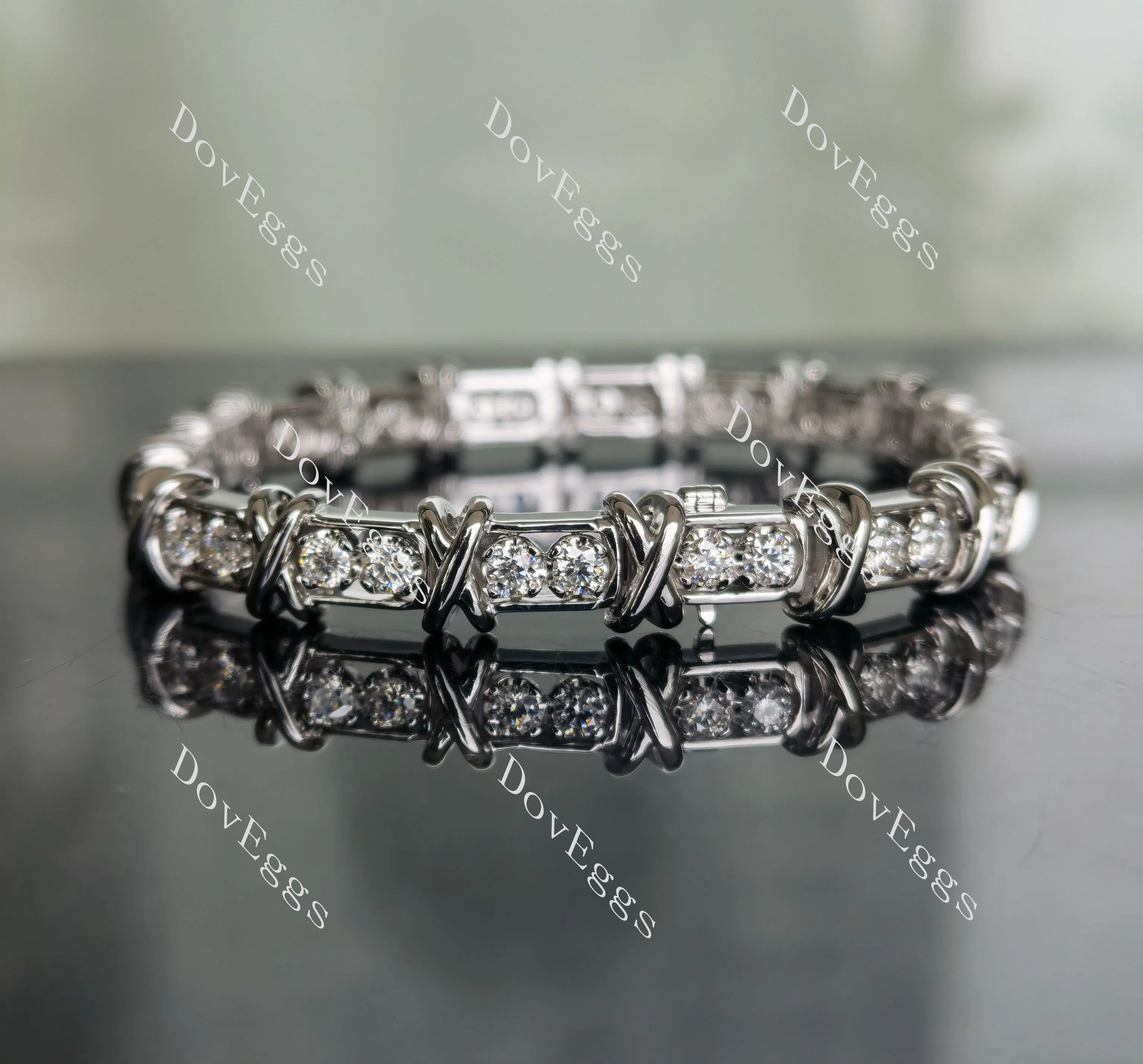 Doveggs round full eternity moissanite/lab grown diamond bracelet for women