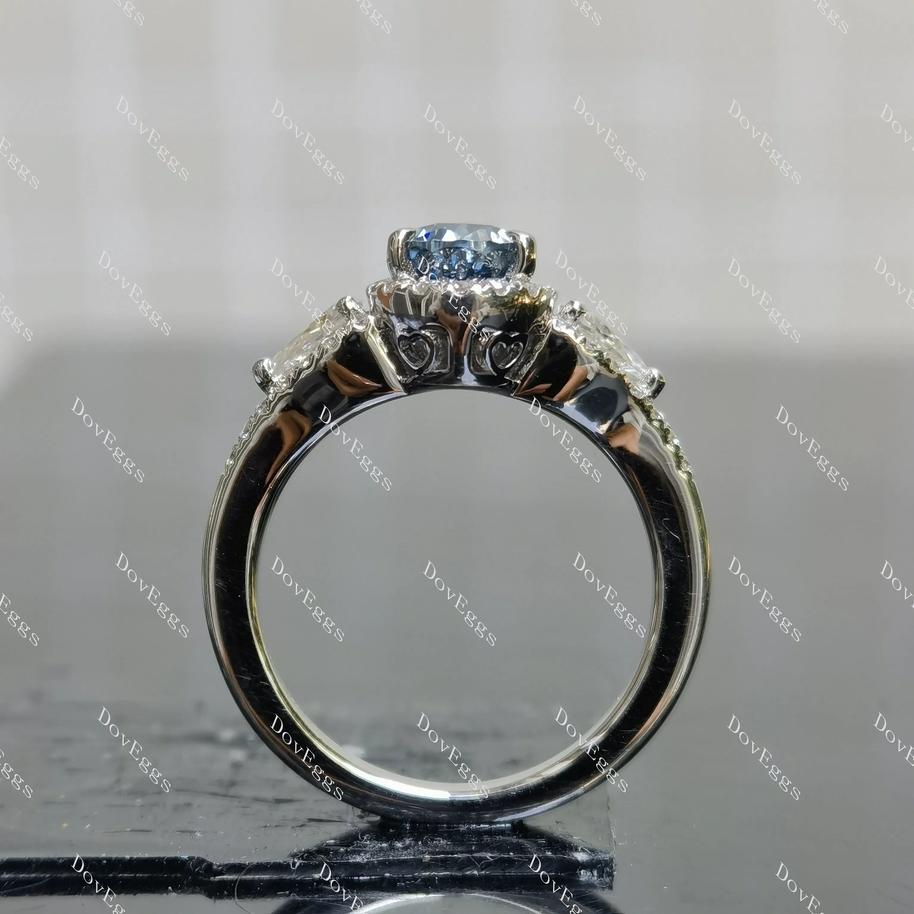 (size 5.75) Doveggs 1.25ct Stardust Grey pear moissanite sterling silver engagement ring