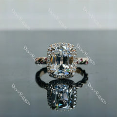 Doveggs Cushion pave halo moissanite engagement ring