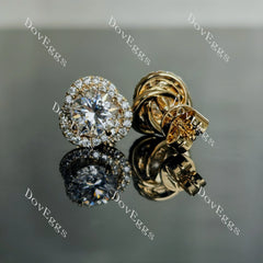 Doveggs flower shape halo round moissanite stud earrings for women
