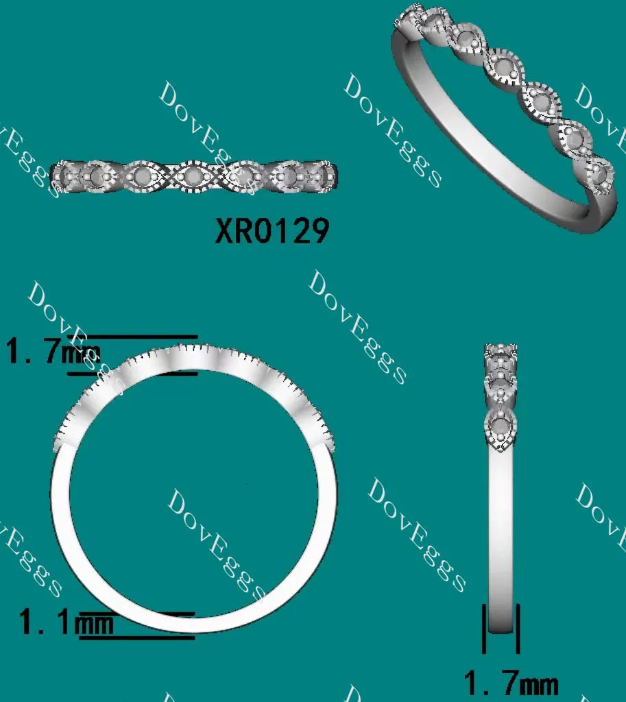 Doveggs Half eternity stacking infinity moissanite/lab diamond wedding band-1.7mm band width