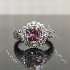 (size 7.75) Doveggs sterling silver 3ct Cushion pink sapphire engagement ring