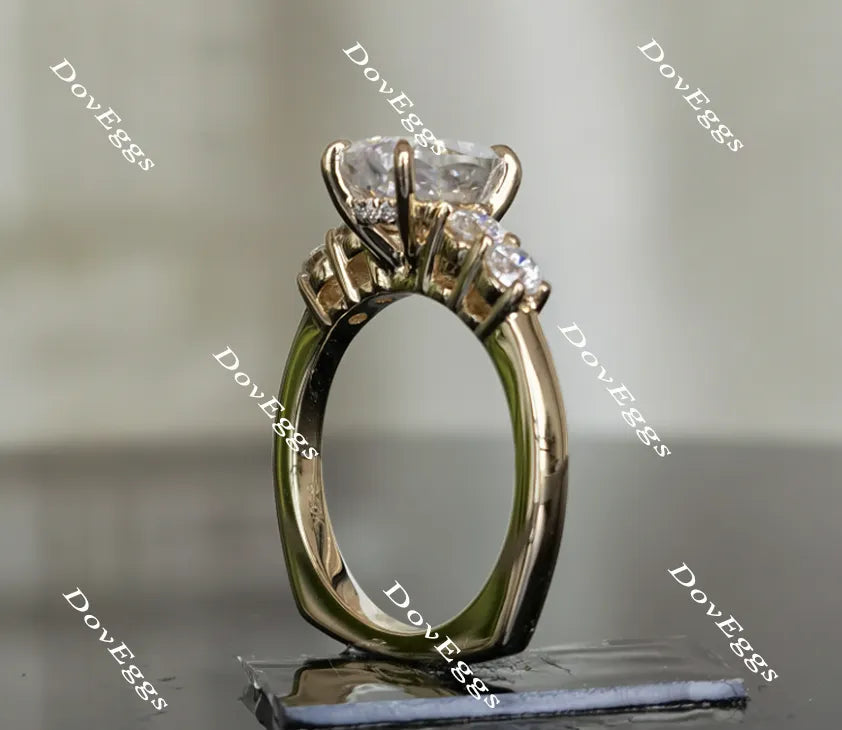 DovEggs cushion side stone moissanite engagement ring
