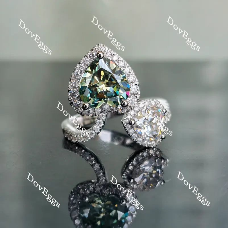 Two heart’s beat as one in memory of Robert moissanite engagement ring| Doveggs