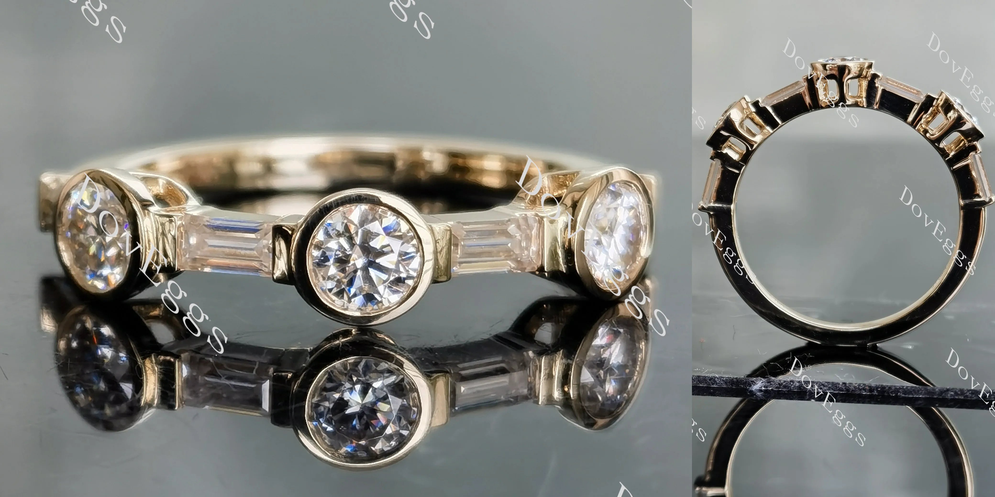 Doveggs round bezel half eternity/full eternity moissanite/lab grown diamond wedding band-5.0mm band width