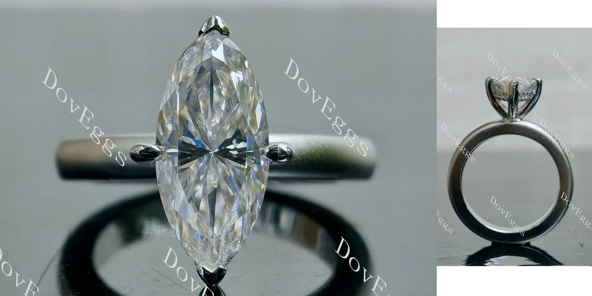 Doveggs Marquise Modified H&A cut hidden halo moissanite engagement ring