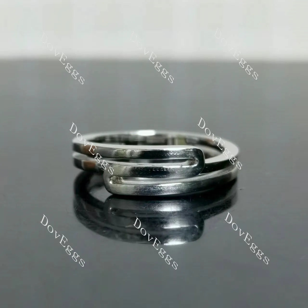 (size 7.25 ) Doveggs sterling silver art deco vintage plain wedding band