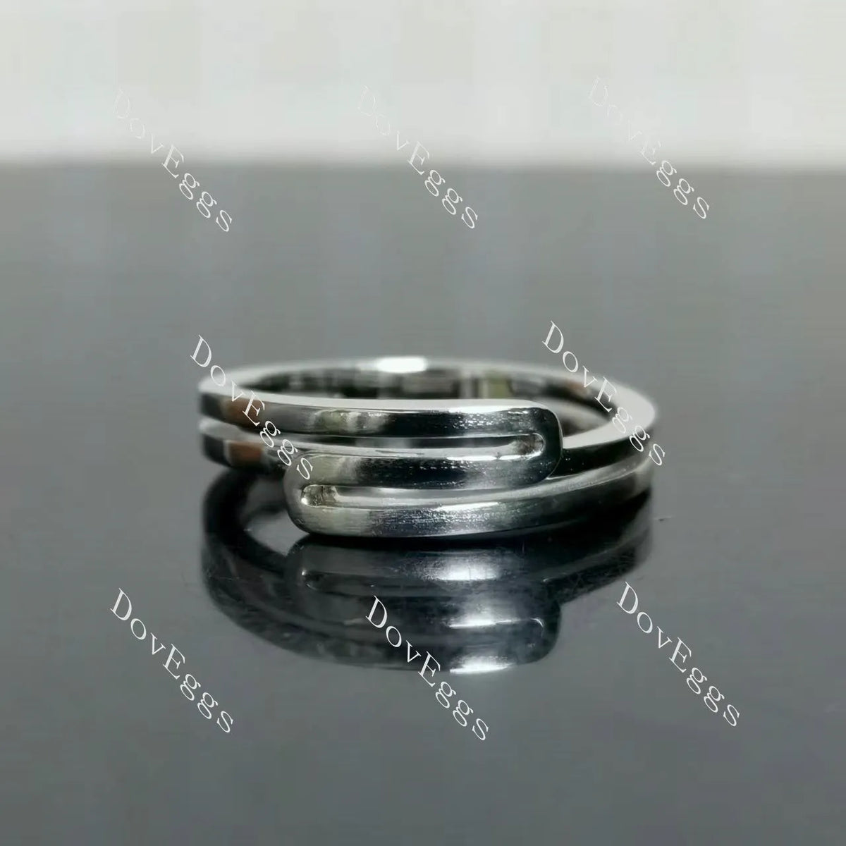 (size 7.25 ) Doveggs sterling silver art deco vintage plain wedding band