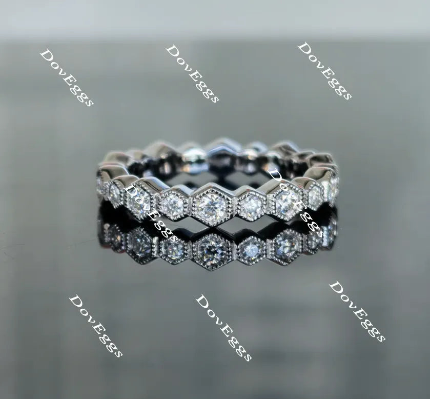 Doveggs round full eternity moissanite/lab grown diamond wedding bands-3.6mm band width