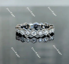 Doveggs round full eternity moissanite/lab grown diamond wedding bands-3.6mm band width