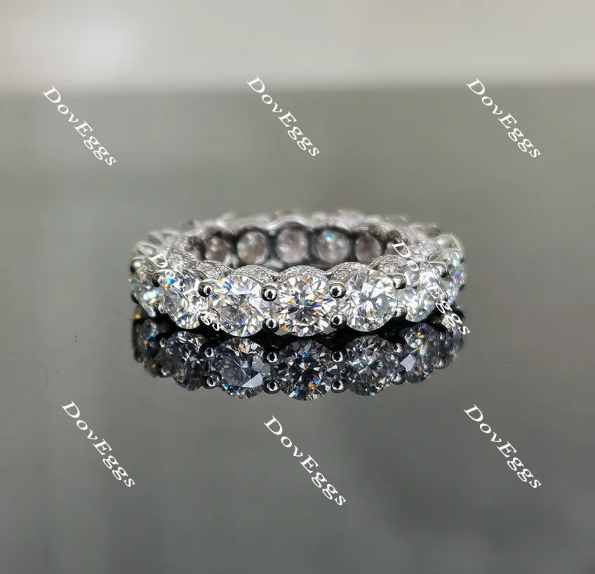 Doveggs round full eternity moissanite/lab grown diamond wedding band-4mm band width