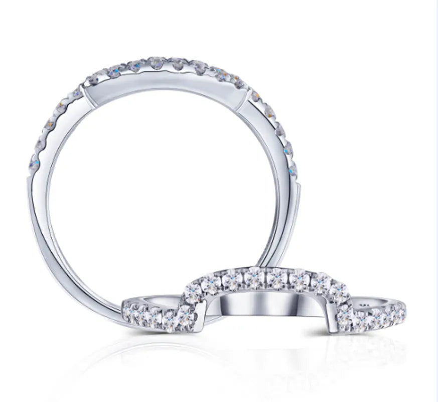 Doveggs half eternity moissanite/lab grown diamond wedding band-1.8mm band width