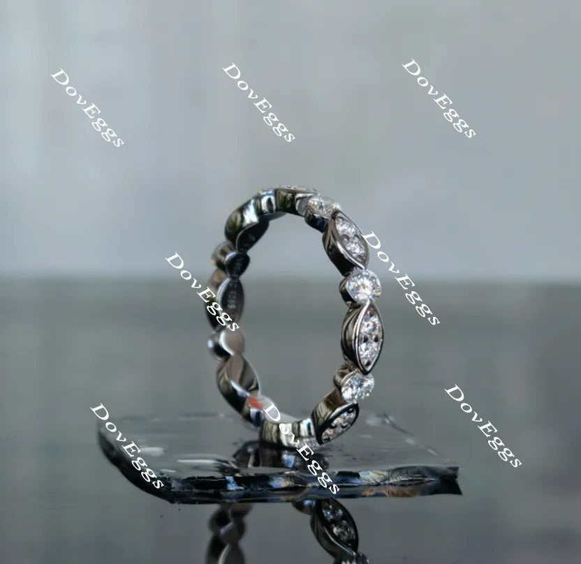 Doveggs round full eternity moissanite/lab grown diamond wedding bands-2.7mm band width
