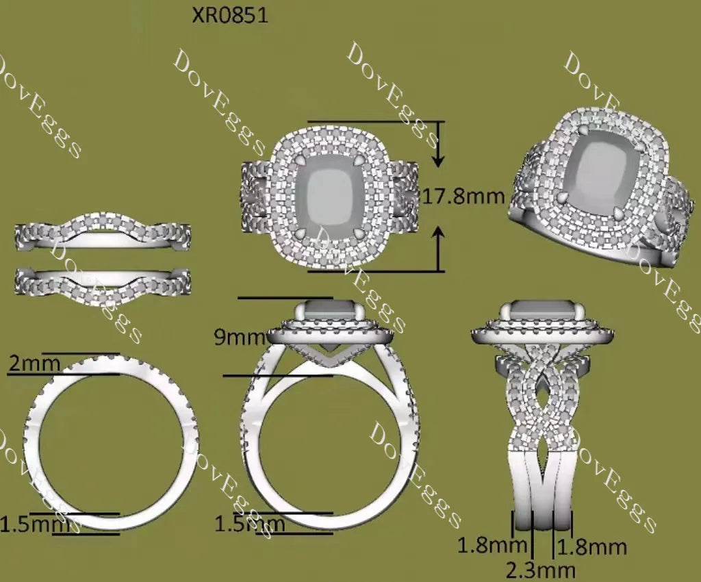 Doveggs round half eternity moissanite/lab grown diamond wedding band-1.8mm band width