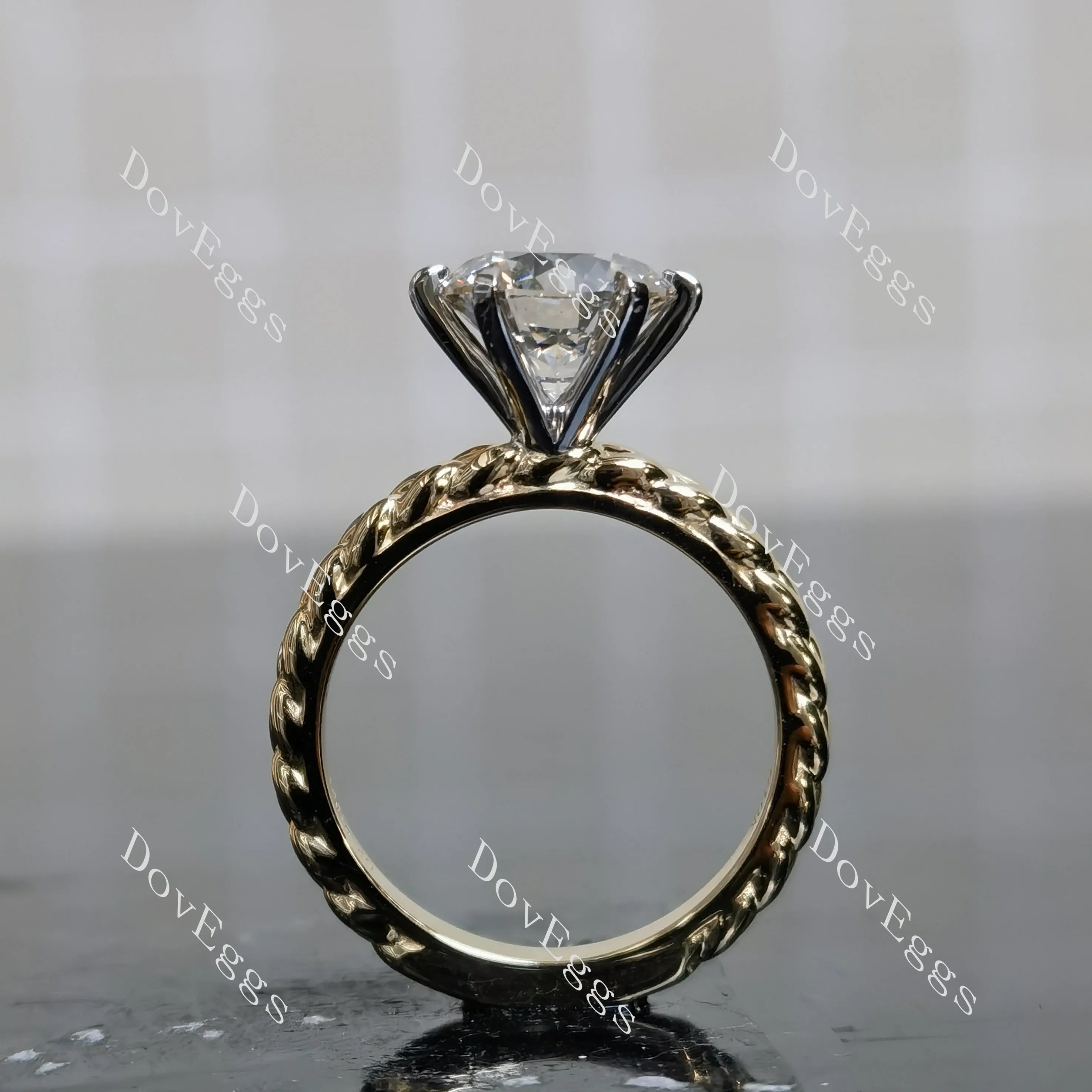 Round solitaire braided moissanite engagement ring| DovEggs