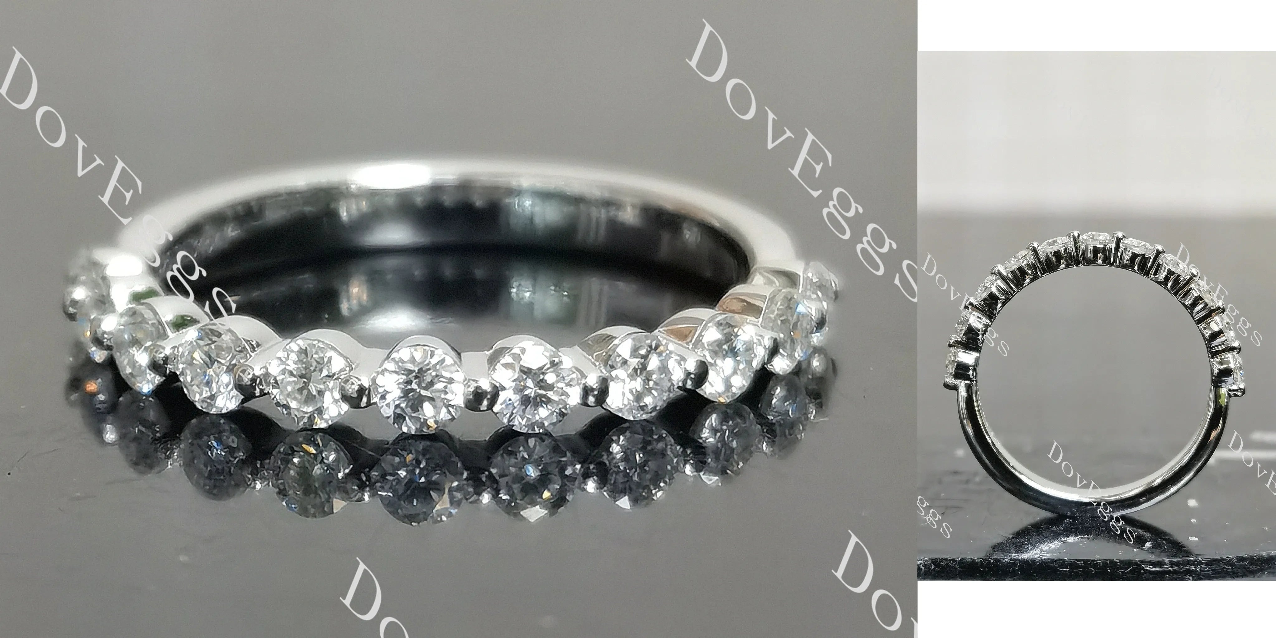 Doveggs half eternity pave moissanite/lab grown diamond wedding bands(wedding band only)-2.2mm band width