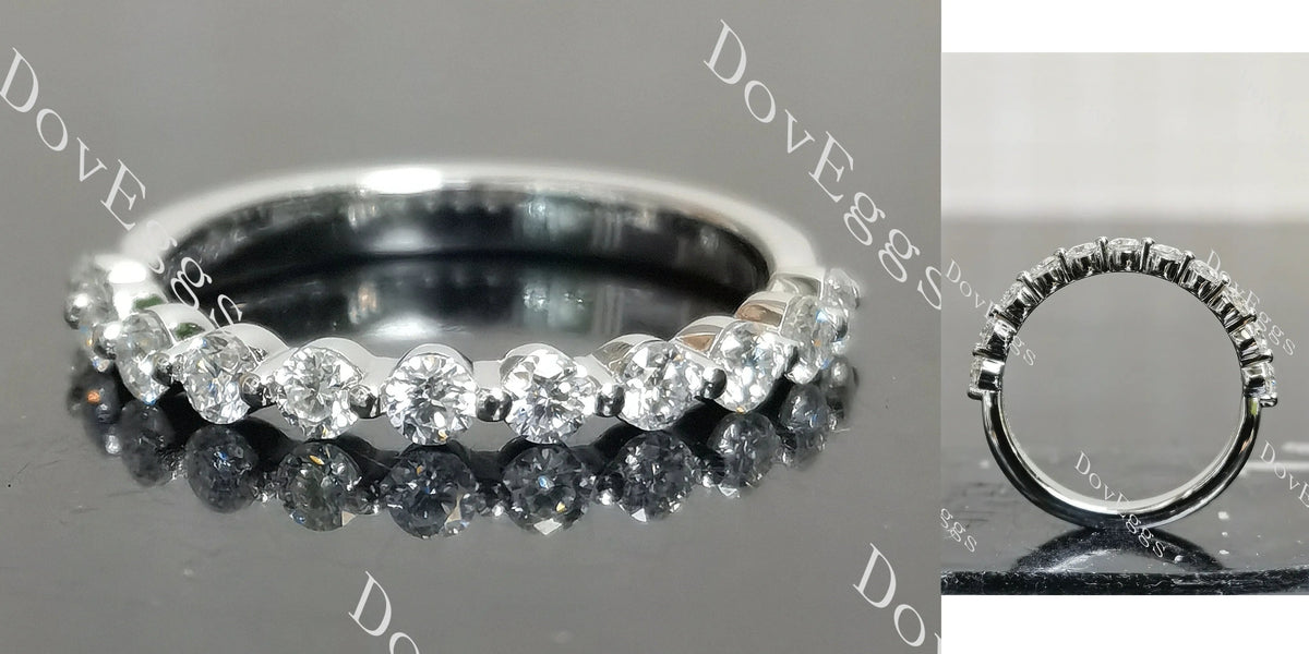 Doveggs half eternity pave moissanite/lab grown diamond wedding bands(wedding band only)-2.2mm band width