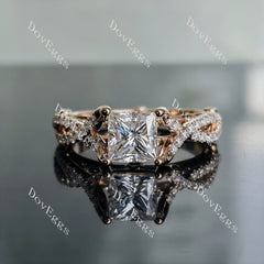 Doveggs princess half eternity pave split shank moissanite engagement ring