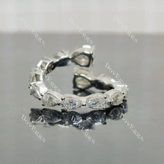 (size 5.5) Doveggs sterling silver 2 pcs pear moissanite wedding band
