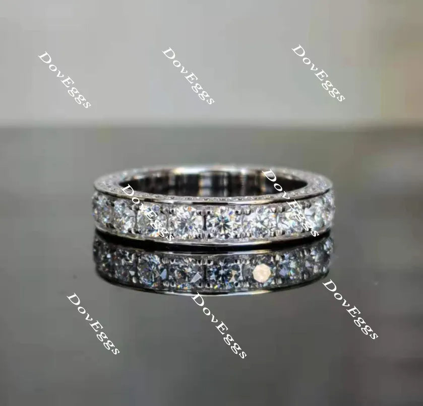 Doveggs full eternity channel set moissanite/lab grown diamond wedding band-4.1mm band width