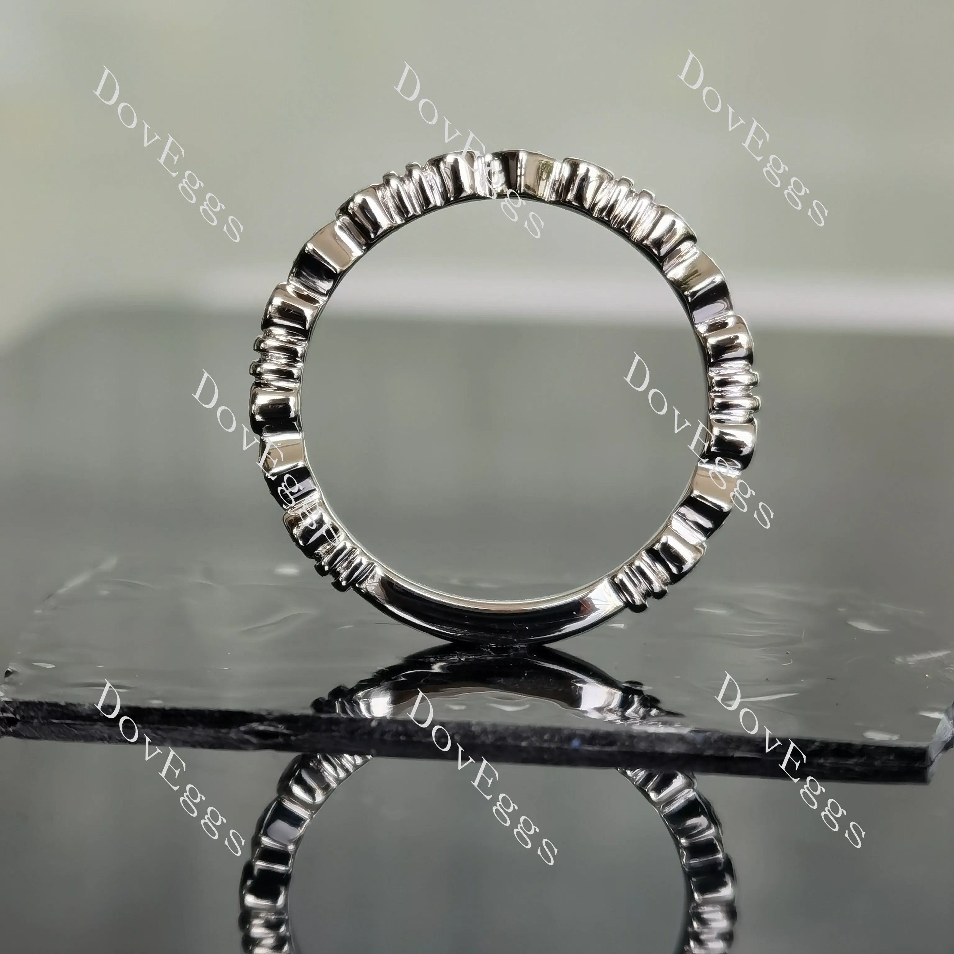 Doveggs round art deco bezel moissanite/lab grown diamond wedding band-2.0mm band width