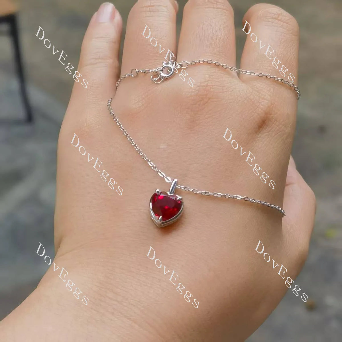 Doveggs sterling silver 3ct heart colored gem pendant necklace (pendant only)