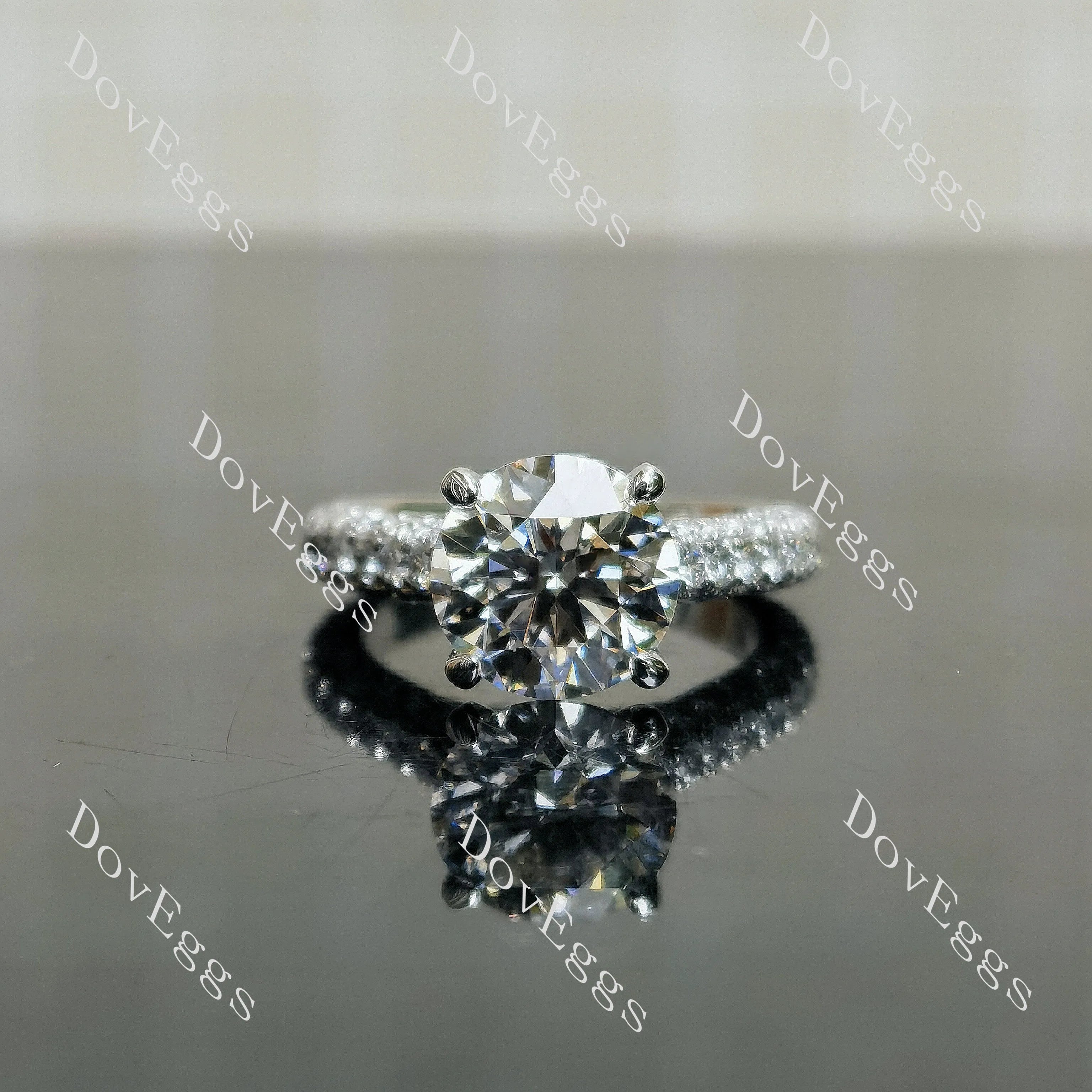 The Gentry Round Pave 3/4 Eternity Lab Grown Diamond Engagement Ring