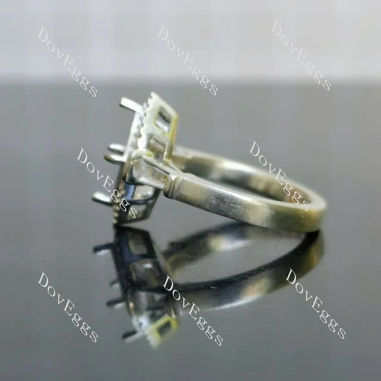 Doveggs halo side stones engagement ring semi-mount only(Exclusively to DovEggs Stones)