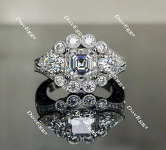 Doveggs art deco floral asscher moissanite engagement ring