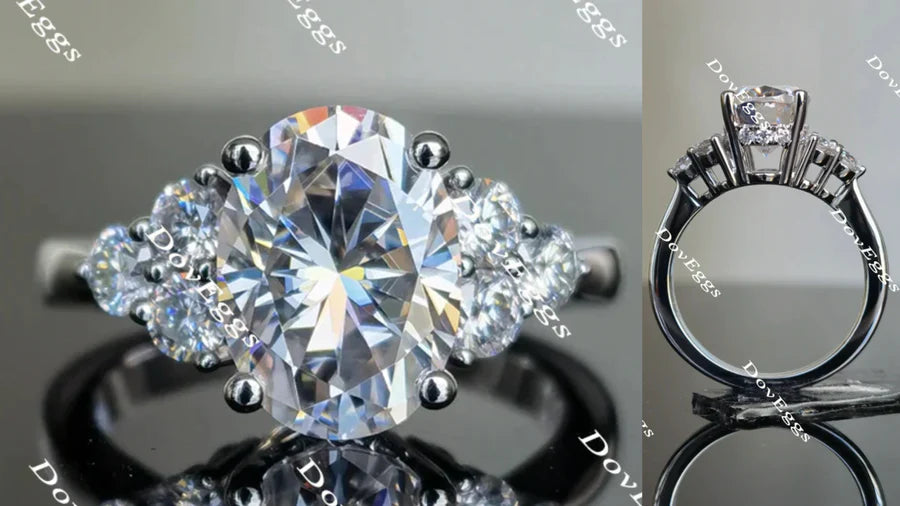 Teia Lily Oval side stone engagement ring only semi-mount only(Exclusively to DovEggs Stones)