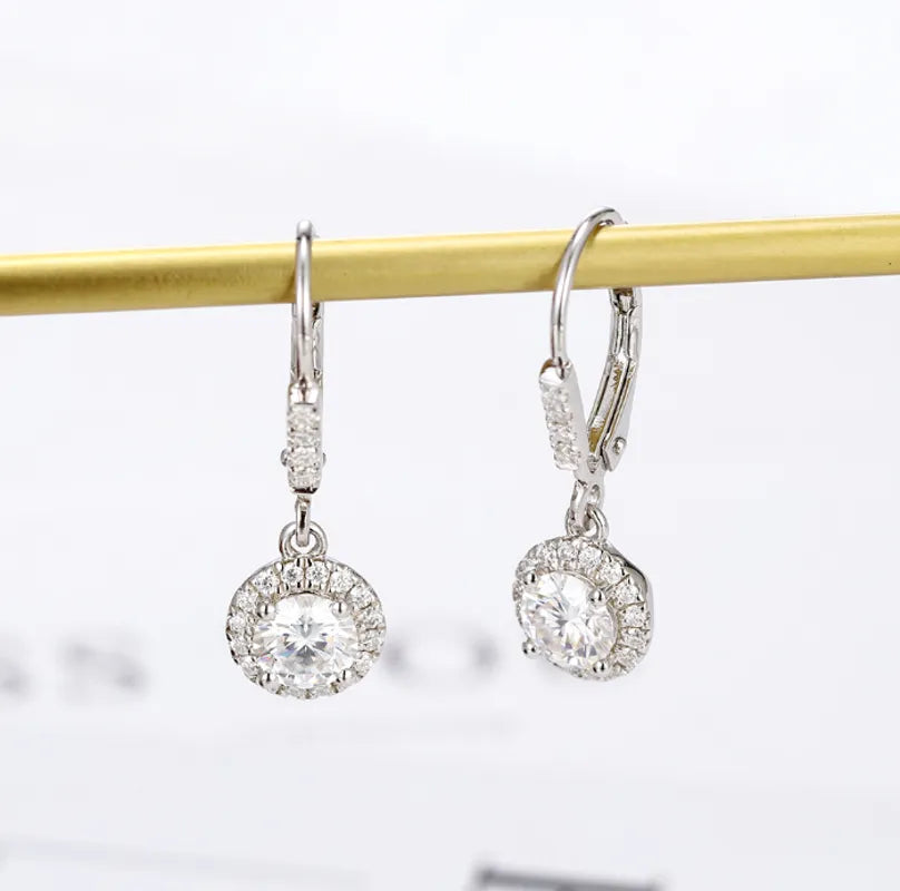 Doveggs halo round drop moissanite earring