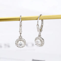 Doveggs halo round drop moissanite earring