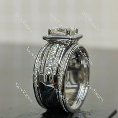 (size 8.75) Doveggs sterling silver 2ct cushion moissanite bridal set (3 rings soldered together)