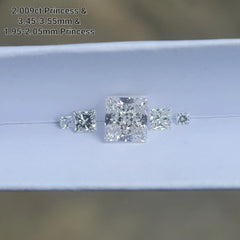 Doveggs 3.45-3.55mm/1.95-2.05mm/1.7-1.8mm princess lab diamond accents