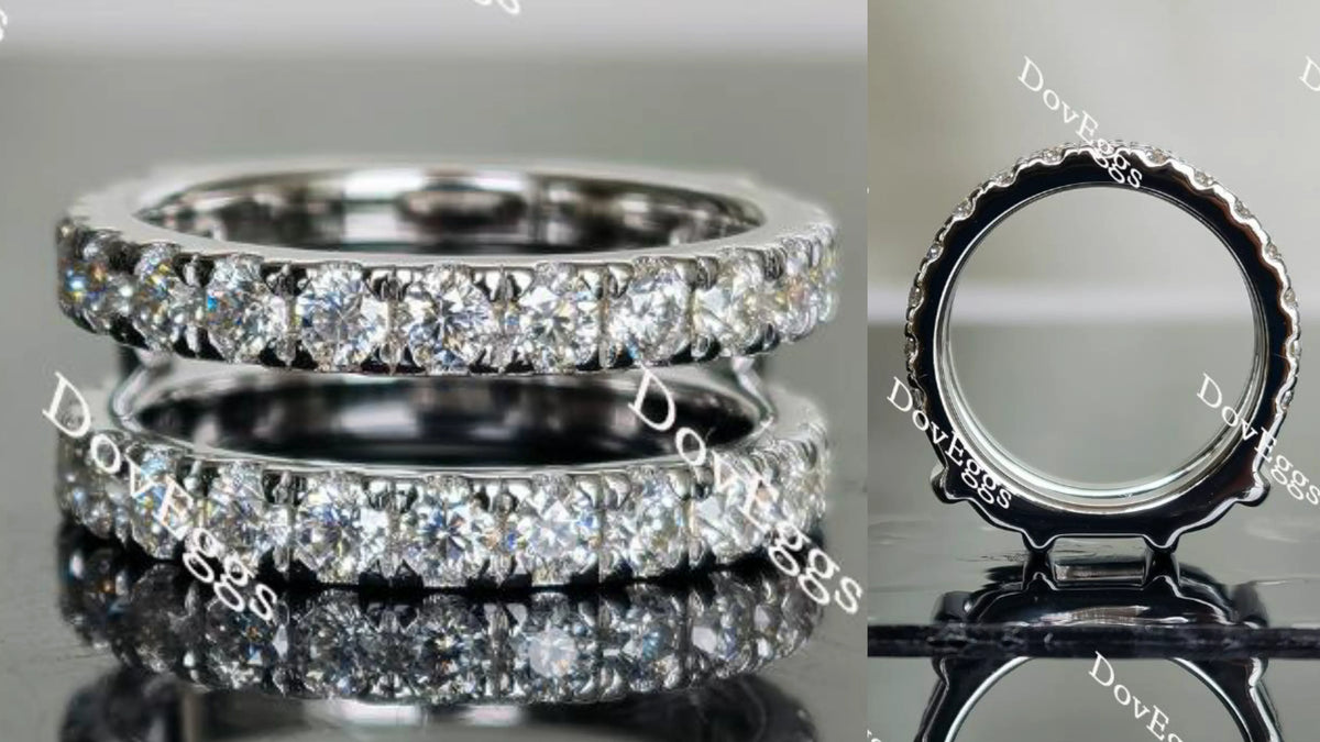 Doveggs round moissanite enhancer/lab grown diamond wedding band-8.2mm band width